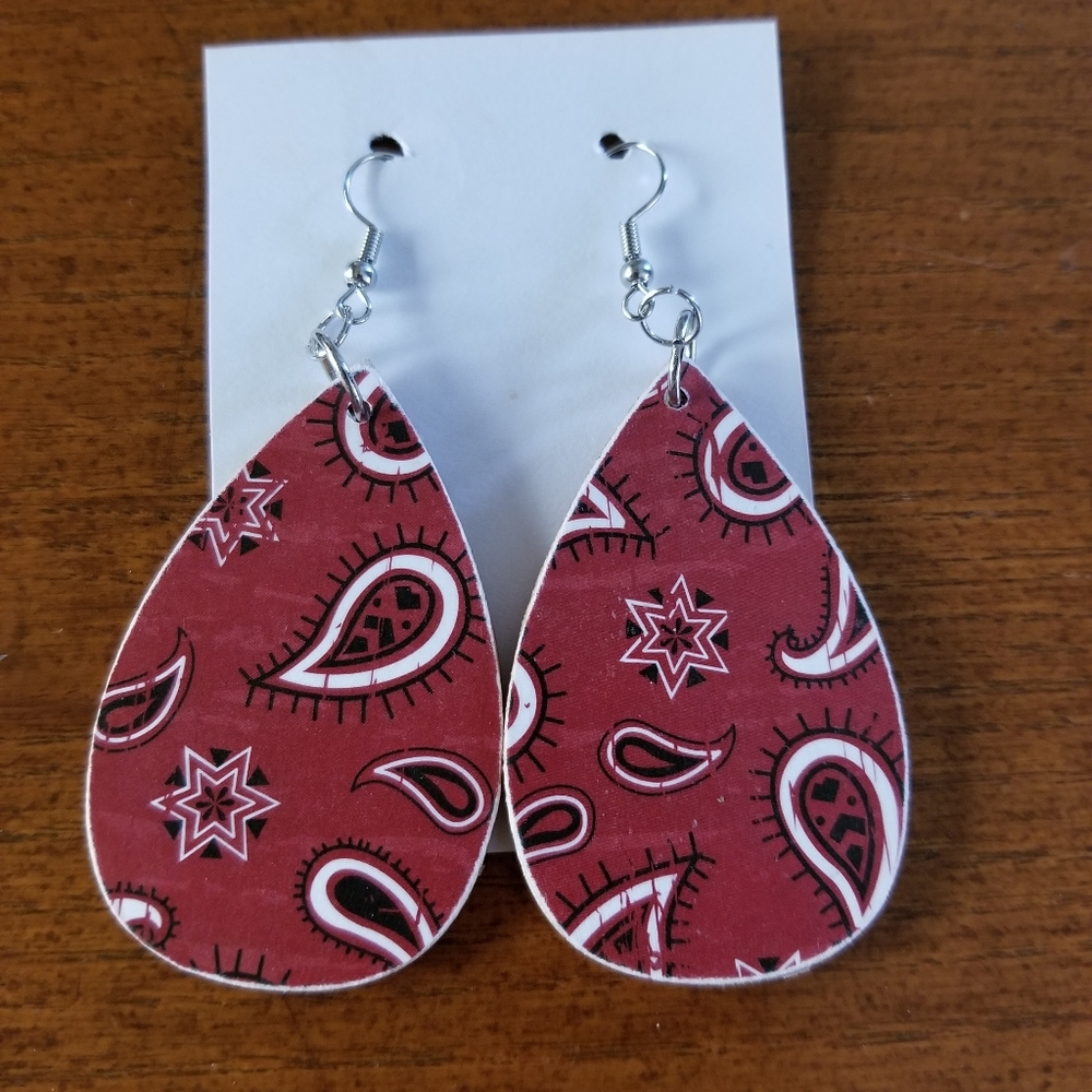Newly Made Wooden Teardrop Earrings